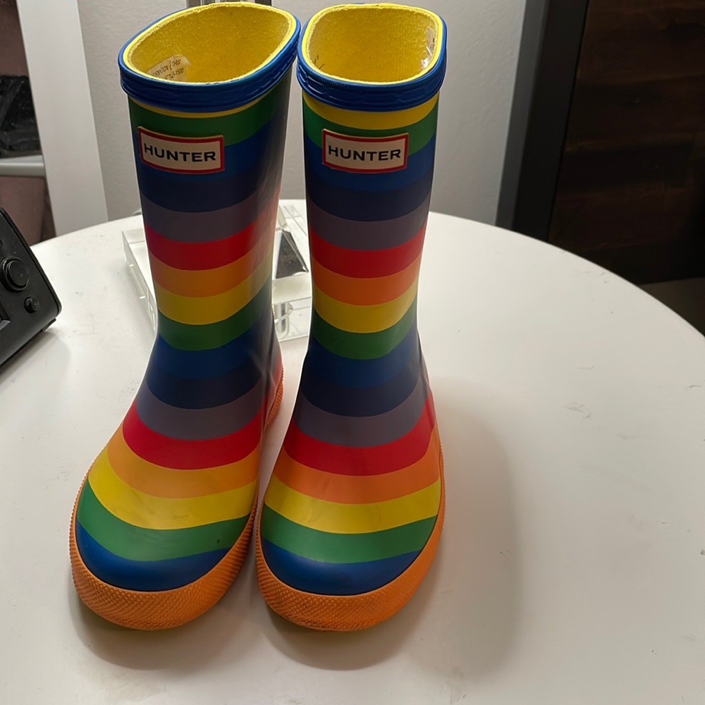 Hunter rainbow rain boots .